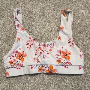 Kulani Kinis Floral Bikini Top - White and Orange